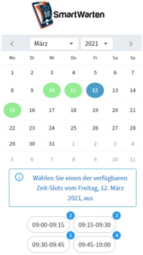 Kunde Terminvergabe per Smartphone